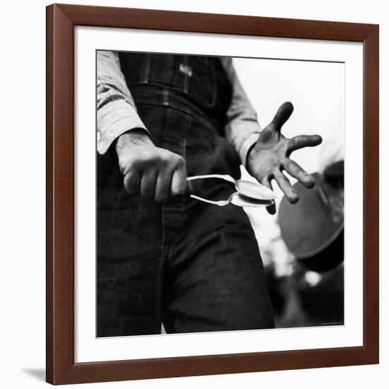 Country Music: Close Up of Spoons Being Played by Man in Overalls-Eric Schaal-Framed Photographic Print