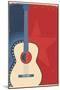 Country Music Poster with Guitar on Old Paper Texture-Tancha-Mounted Art Print