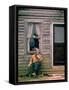 Country Musician, Fred Price, Sitting Outdoors in Front of Old House Playing the Fiddle-Michael Mauney-Framed Stretched Canvas