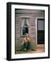 Country Musician, Fred Price, Sitting Outdoors in Front of Old House Playing the Fiddle-Michael Mauney-Framed Photographic Print