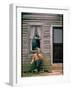 Country Musician, Fred Price, Sitting Outdoors in Front of Old House Playing the Fiddle-Michael Mauney-Framed Photographic Print