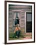 Country Musician, Fred Price, Sitting Outdoors in Front of Old House Playing the Fiddle-Michael Mauney-Framed Photographic Print