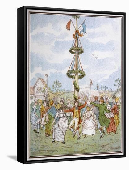 Country People Dance Round the Maypole the Girls Ducking in and out of the Ring Formed by the Men-E. Casella-Framed Stretched Canvas