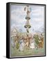 Country People Dance Round the Maypole the Girls Ducking in and out of the Ring Formed by the Men-E. Casella-Framed Stretched Canvas