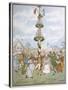 Country People Dance Round the Maypole the Girls Ducking in and out of the Ring Formed by the Men-E. Casella-Stretched Canvas