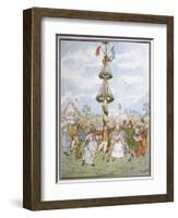 Country People Dance Round the Maypole the Girls Ducking in and out of the Ring Formed by the Men-E. Casella-Framed Art Print