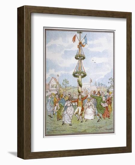 Country People Dance Round the Maypole the Girls Ducking in and out of the Ring Formed by the Men-E. Casella-Framed Art Print