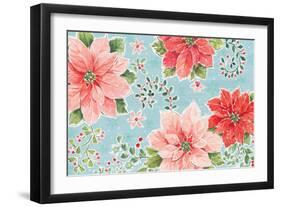 Country Poinsettias I Blue-Daphne Brissonnet-Framed Art Print