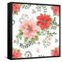 Country Poinsettias Step 01A-Daphne Brissonnet-Framed Stretched Canvas