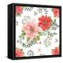 Country Poinsettias Step 01A-Daphne Brissonnet-Framed Stretched Canvas