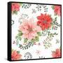 Country Poinsettias Step 01A-Daphne Brissonnet-Framed Stretched Canvas