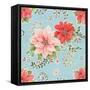 Country Poinsettias Step 01B-Daphne Brissonnet-Framed Stretched Canvas