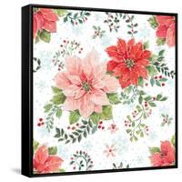 Country Poinsettias Step 01C-Daphne Brissonnet-Framed Stretched Canvas