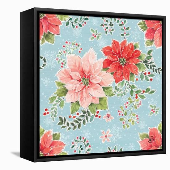 Country Poinsettias Step 01D-Daphne Brissonnet-Framed Stretched Canvas