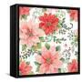 Country Poinsettias Step 02A-Daphne Brissonnet-Framed Stretched Canvas