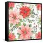 Country Poinsettias Step 02A-Daphne Brissonnet-Framed Stretched Canvas