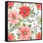 Country Poinsettias Step 02A-Daphne Brissonnet-Framed Stretched Canvas