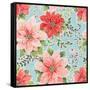 Country Poinsettias Step 02B-Daphne Brissonnet-Framed Stretched Canvas