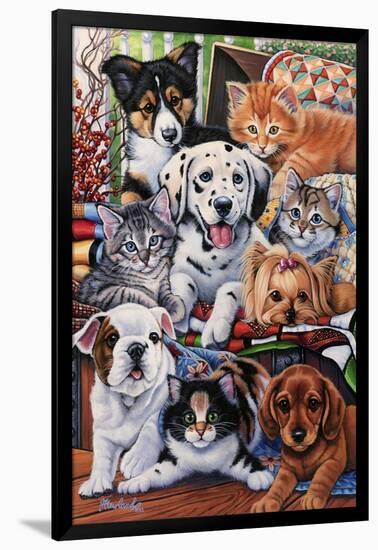 Country Pups and Kittens II-Jenny Newland-Framed Giclee Print