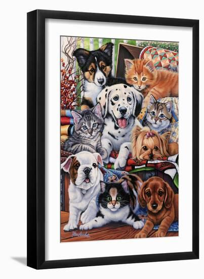 Country Pups and Kittens II-Jenny Newland-Framed Premium Giclee Print