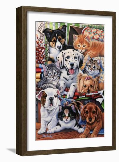 Country Pups and Kittens II-Jenny Newland-Framed Giclee Print