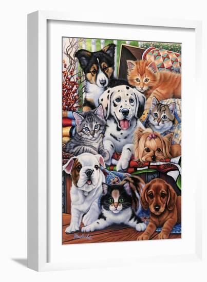 Country Pups and Kittens II-Jenny Newland-Framed Giclee Print