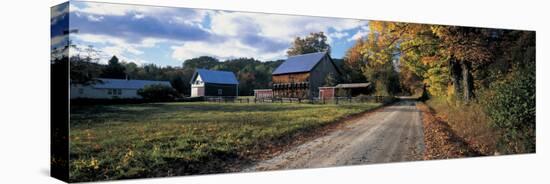 Country Road along a Farm, Vermont, New England, USA-null-Stretched Canvas