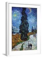 Country Road In Provence By Night-Vincent van Gogh-Framed Art Print