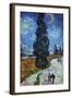 Country Road In Provence By Night-Vincent van Gogh-Framed Art Print