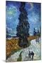 Country Road In Provence By Night-Vincent van Gogh-Mounted Art Print