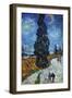 Country Road In Provence By Night-Vincent van Gogh-Framed Art Print