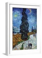 Country Road In Provence By Night-Vincent van Gogh-Framed Art Print