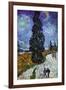 Country Road In Provence By Night-Vincent van Gogh-Framed Art Print