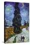 Country Road In Provence By Night-Vincent van Gogh-Stretched Canvas