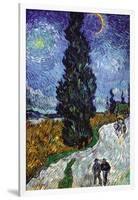 Country Road In Provence By Night-Vincent van Gogh-Framed Art Print