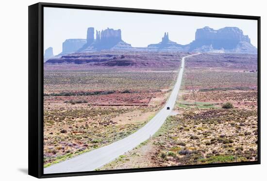 Country road, Monument Valley, Arizona, North America-Marco Simoni-Framed Stretched Canvas