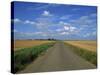 Country Road Through Fields in Fenland Near Peterborough, Cambridgeshire, England, United Kingdom-Lee Frost-Stretched Canvas