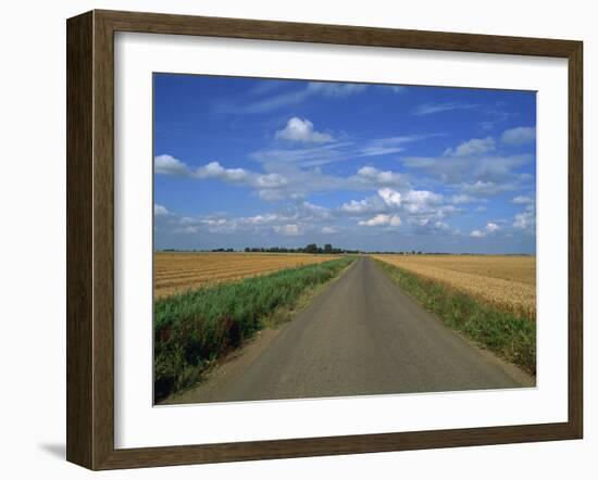 Country Road Through Fields in Fenland Near Peterborough, Cambridgeshire, England, United Kingdom-Lee Frost-Framed Photographic Print