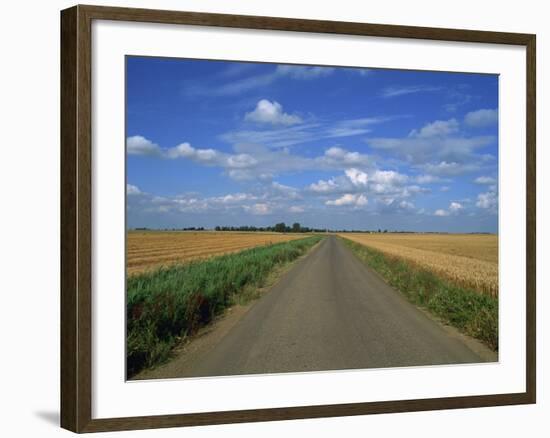 Country Road Through Fields in Fenland Near Peterborough, Cambridgeshire, England, United Kingdom-Lee Frost-Framed Photographic Print