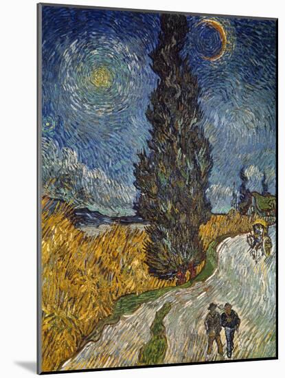 Country Road with Cypress and Star, 1890-Vincent van Gogh-Mounted Giclee Print