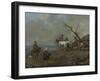 Country Road with Hunters and Peasants-Johannes Lingelbach-Framed Art Print