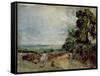 Country Road with Trees and Figures-John Constable-Framed Stretched Canvas