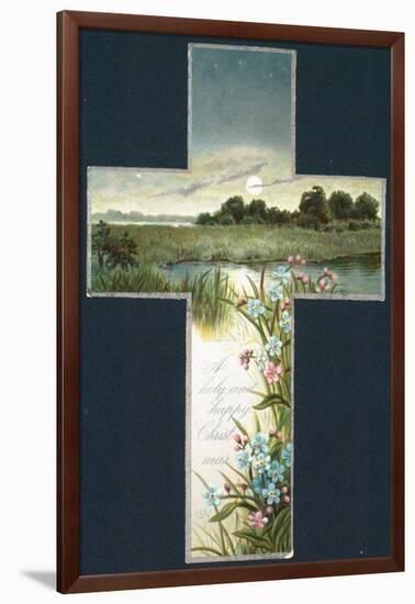 Country Scene Inside Cross, Christmas Card-null-Framed Giclee Print