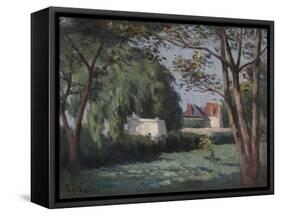 Country Scene with Three Houses and Trees, c.1900-Maximilien Luce-Framed Stretched Canvas