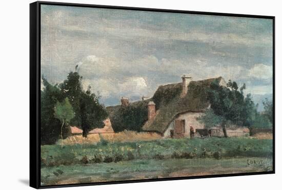 Country Scene, Woman with a Cow (Oil on Canvas)-Jean Baptiste Camille Corot-Framed Stretched Canvas