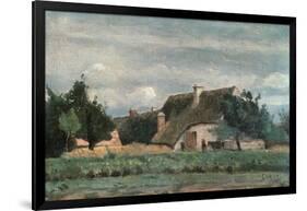 Country Scene, Woman with a Cow (Oil on Canvas)-Jean Baptiste Camille Corot-Framed Giclee Print