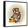 Country Teddy-Peggy Harris-Framed Stretched Canvas