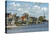 Country Village Along a Lake with Windmill in the Netherlands-Sheila Haddad-Stretched Canvas
