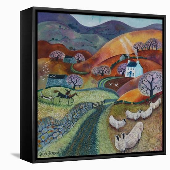 Country Ways, 2021 (acrylics on linen)-Lisa Graa Jensen-Framed Stretched Canvas