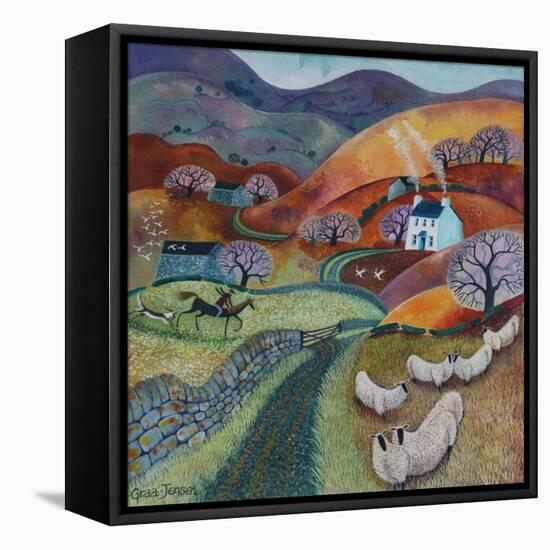 Country Ways, 2021 (acrylics on linen)-Lisa Graa Jensen-Framed Stretched Canvas